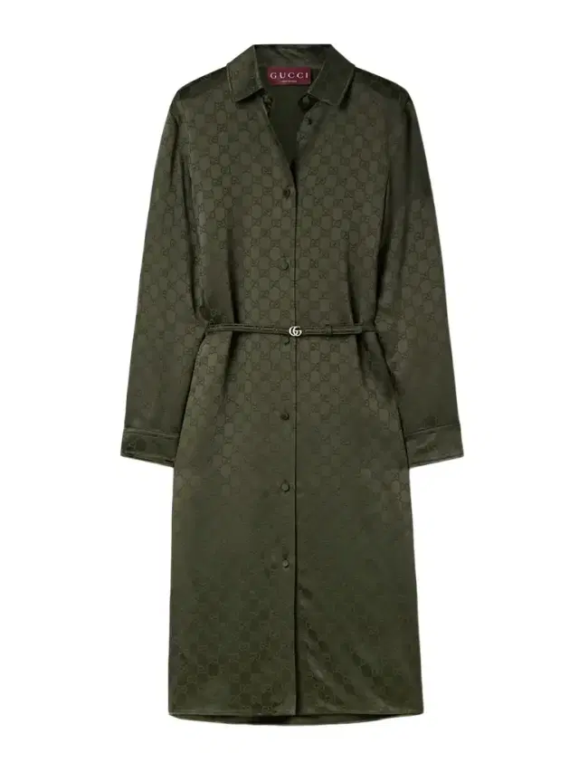 Belted Satin-jacquard Midi Shirt Dress