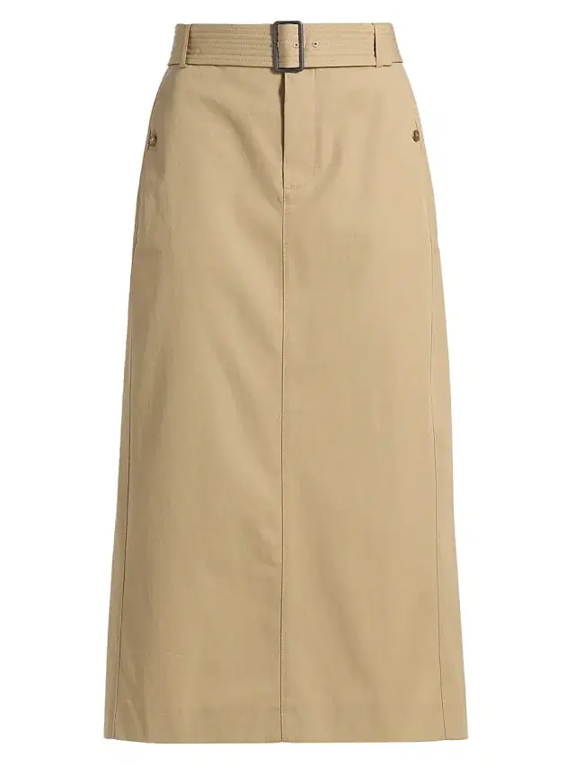 Women's Cotton Pencil Midi-Skirt - Cobble Stone