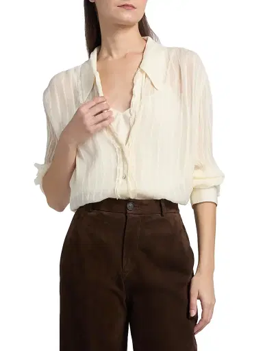 Vince Women's Crushed Striped Sheer Shirt | Thumbnail 3