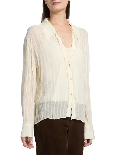 Vince Women's Crushed Striped Sheer Shirt | Thumbnail 4
