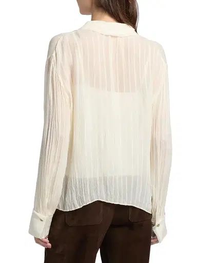 Vince Women's Crushed Striped Sheer Shirt | Thumbnail 5