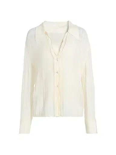 Vince Women's Crushed Striped Sheer Shirt | Thumbnail 1