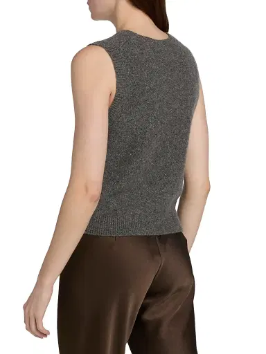 Vince Women's Donegal Cashmere Sweater Vest - Median Heather Grey Donegal - Size XXS | Thumbnail 5