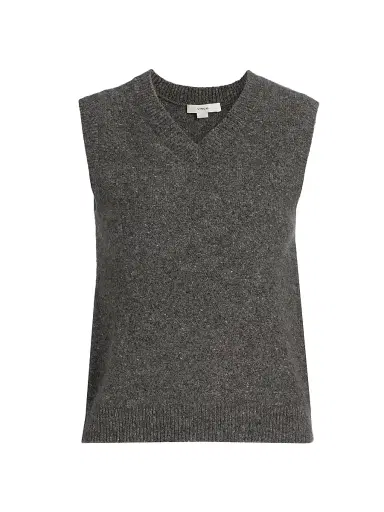 Vince Women's Donegal Cashmere Sweater Vest - Median Heather Grey Donegal - Size XXS | Thumbnail 1