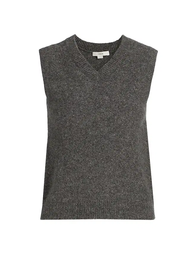 Vince Women's Donegal Cashmere Sweater Vest - Median Heather Grey Donegal