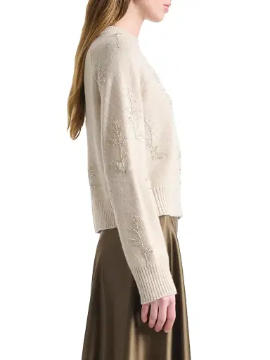 Altuzarra Women's Paulie Floral Beaded Sweater - Ivory - Size Large | Thumbnail 3