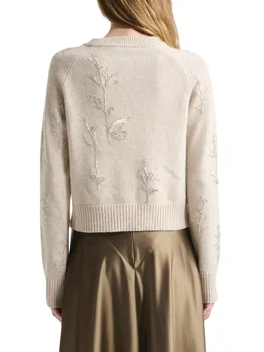 Altuzarra Women's Paulie Floral Beaded Sweater - Ivory - Size Large | Thumbnail 4