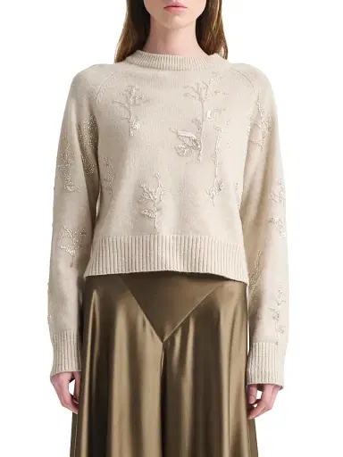 Altuzarra Women's Paulie Floral Beaded Sweater - Ivory - Size Large | Thumbnail 1