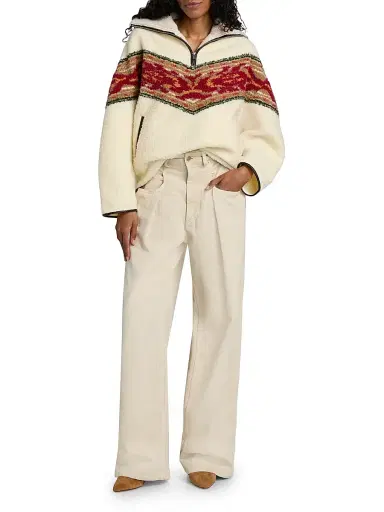 Isabel Marant Étoile Women's Marner Fleece Half-Zip Sweater - Ecru | Thumbnail 2