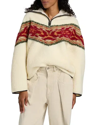 Isabel Marant Étoile Women's Marner Fleece Half-Zip Sweater - Ecru | Thumbnail 3