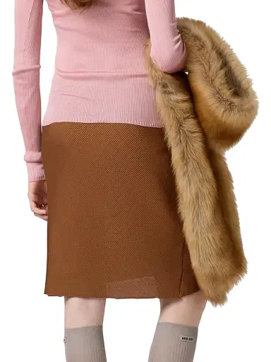 Miu Miu Women's Silk Mid-Length Skirt - Orange | Thumbnail 13