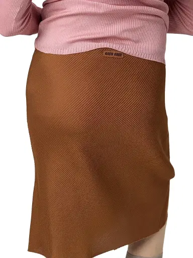 Miu Miu Women's Silk Mid-Length Skirt - Orange | Thumbnail 15