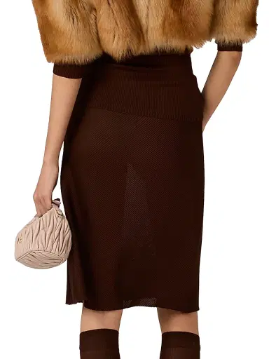 Miu Miu Women's Silk Mid-Length Skirt - Orange | Thumbnail 8