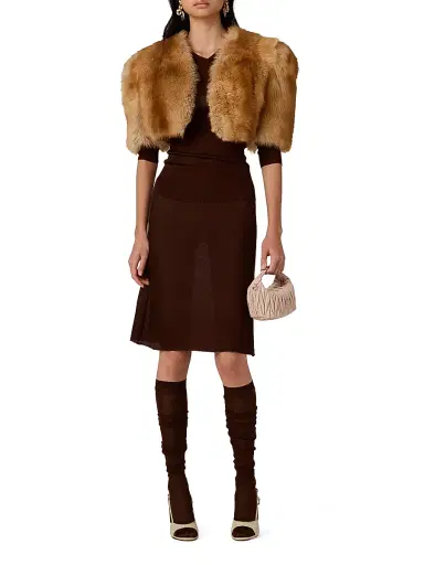 Miu Miu Women's Silk Mid-Length Skirt - Orange | Thumbnail 10