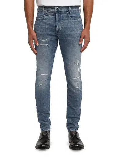 G-Star Men's Staq 3D Mid-Rise Slim-Fit Jeans - Faded Blue Pebble Restored - Size 36 | Thumbnail 3