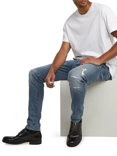 G-Star Men's Staq 3D Mid-Rise Slim-Fit Jeans - Faded Blue Pebble Restored - Size 36 | Thumbnail 5