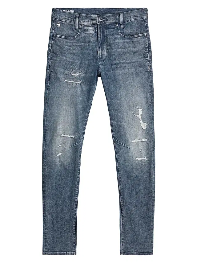 G-Star Men's Staq 3D Mid-Rise Slim-Fit Jeans - Faded Blue Pebble Restored