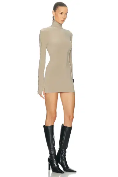 Norma Kamali Long Sleeve Slim Fit Turtleneck Pickleball Dress | Thumbnail 2