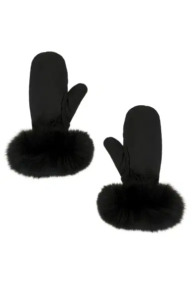Yves Salomon Fox Fur Trim Mittens | Thumbnail 1