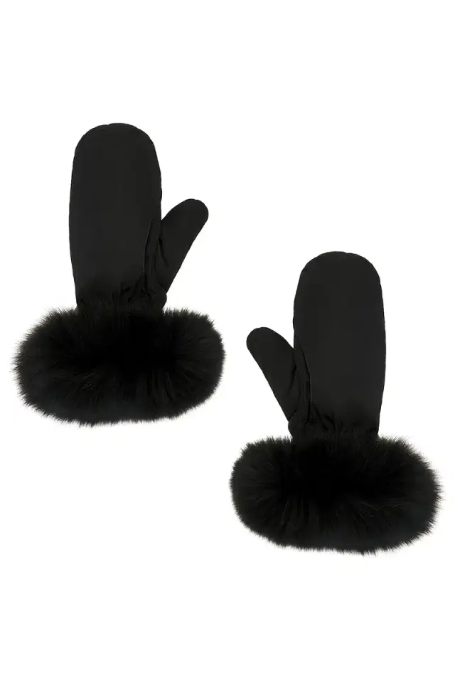 Yves Salomon Fox Fur Trim Mittens