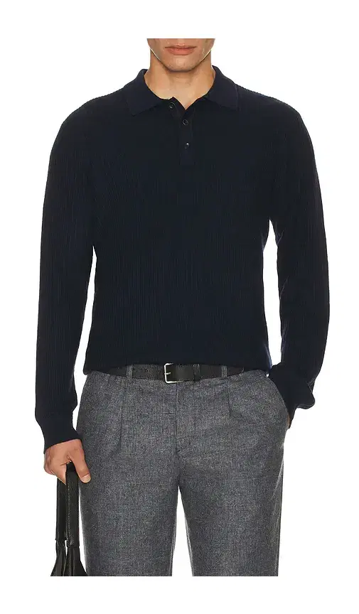 Rag & Bone Crawford Cashmere Blend Long Sleeve Polo