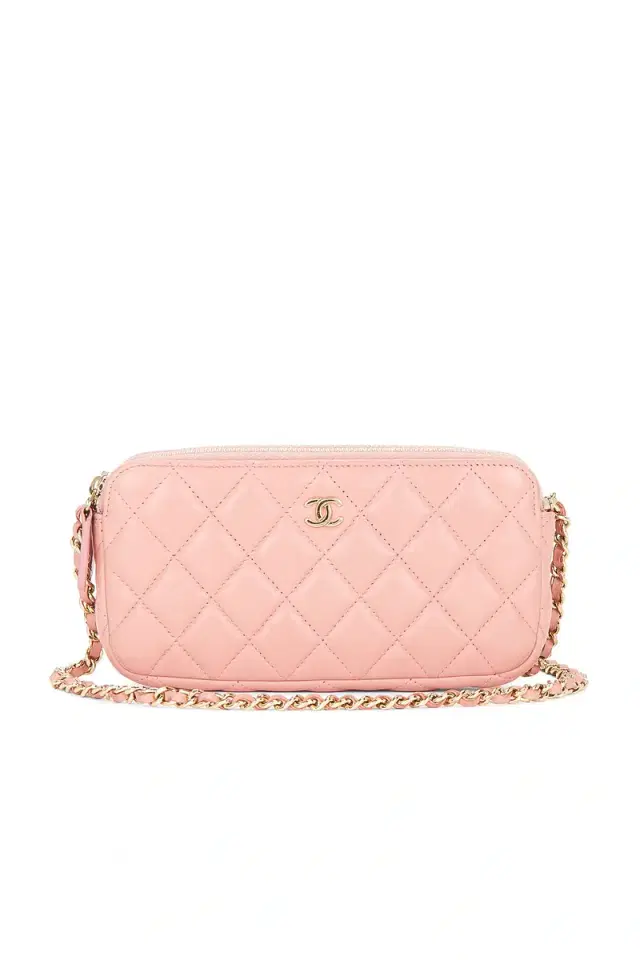 Chanel Lambskin Double Zip Clutch