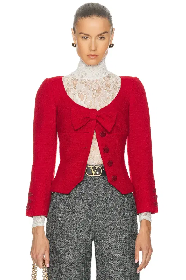 Valentino Plain Wool Tweed Jacket