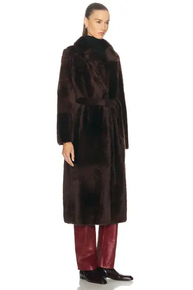 Yves Salomon Long Belted Reversible Shearling Coat | Thumbnail 3