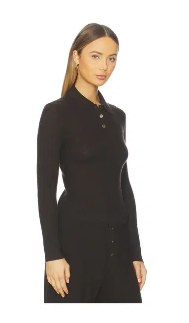 Guest In Residence Long Sleeve Shrunken Polo Top | Thumbnail 2
