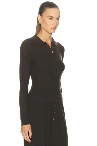 Guest In Residence Long Sleeve Shrunken Polo Top | Thumbnail 4