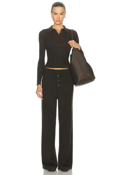 Guest In Residence Long Sleeve Shrunken Polo Top | Thumbnail 6