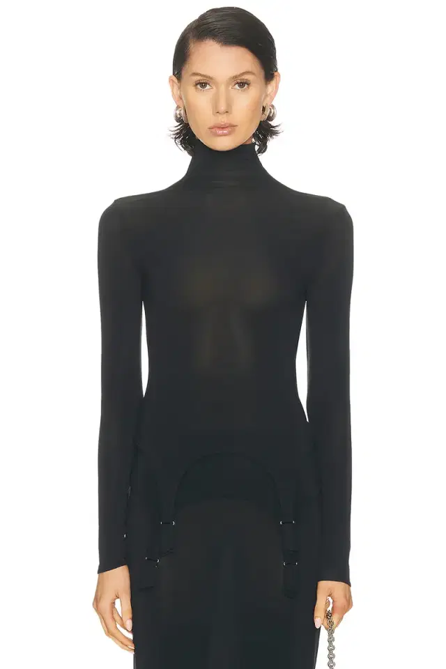 Jean Paul Gaultier Lingerie Garter Long Sleeve High Neck Top