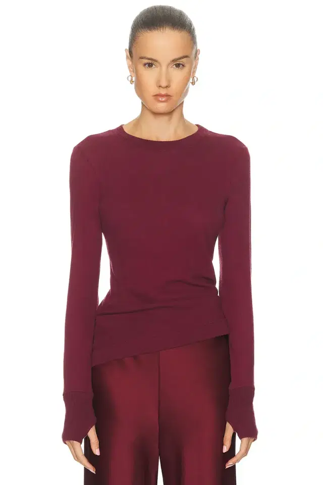 Enza Costa Cashmere Easy Cuffed Crewneck Top