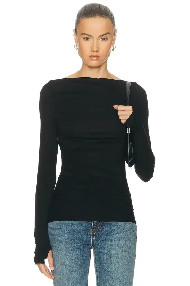 Enza Costa Fluid Jersey Sleeveless Draped Boatneck Top