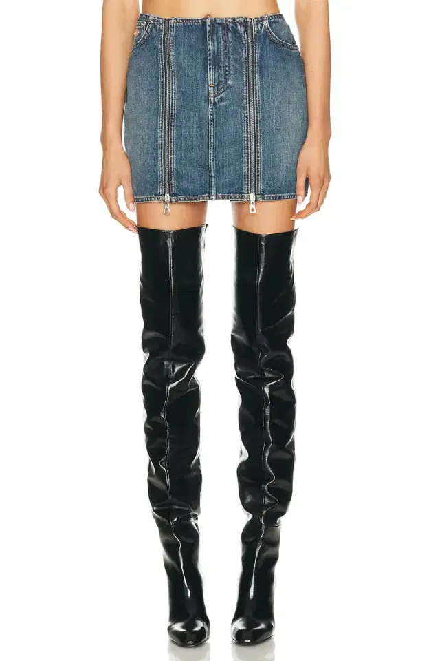 Jean Paul Gaultier Front Zipped Denim Mini Skirt