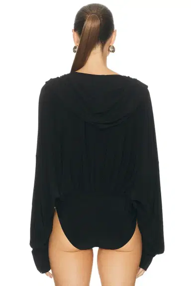 Norma Kamali Hooded Super Oversized Boyfriend Shirt Bodysuit | Thumbnail 4 Norma Kamali Hooded Super Oversized Boyfriend Shirt Bodysuit | Thumbnail 4