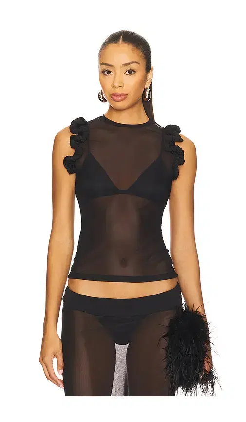 nastyamasha Mesh Ruffle Top