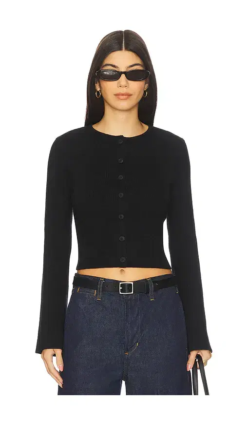 Good American Bell Sleeve Knit Cardigan