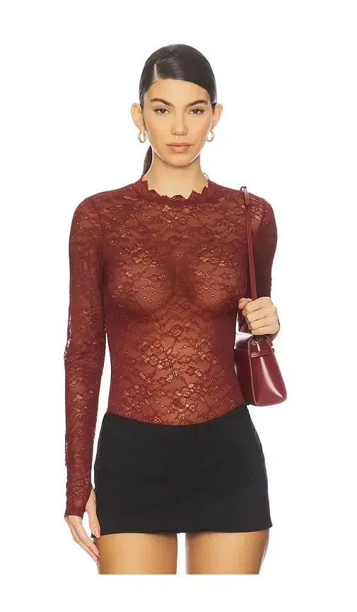Alice + Olivia Alice + Olivia Taeyn Lace Crew Neck Bodysuit
