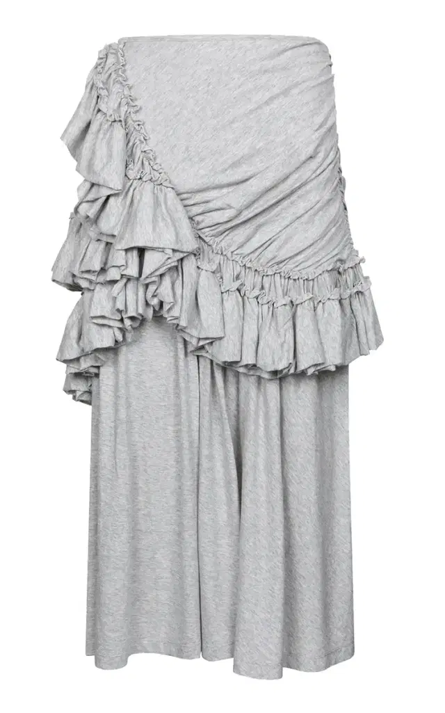 Dries Van Noten Humairah Ruffled Cotton-Jersey Midi Skirt