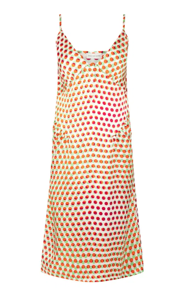 Daliya Polka-Dot Silk-Satin Midi Dress
