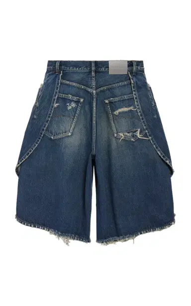 Balenciaga Petal-Cut Denim Bermuda Shorts - Dark Wash | Thumbnail 2