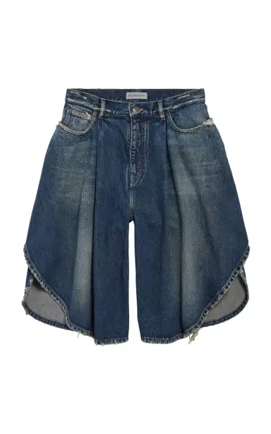 Balenciaga Petal-Cut Denim Bermuda Shorts - Dark Wash | Thumbnail 1