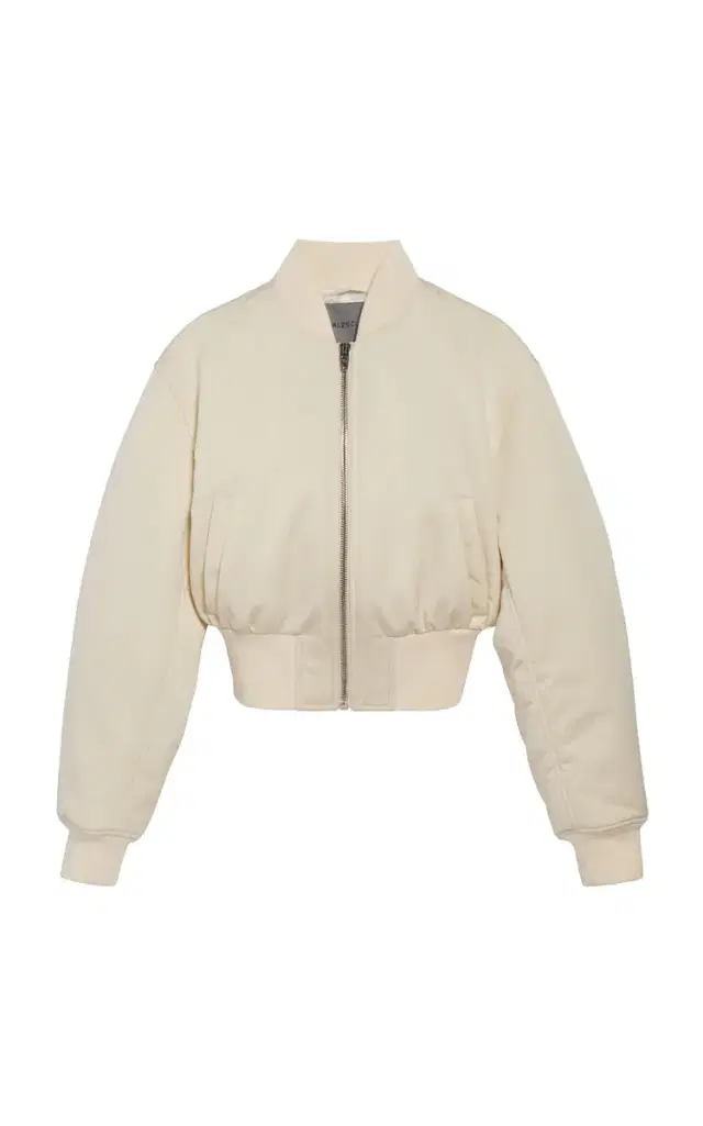 Cropped Technical Faille Bomber Jacket