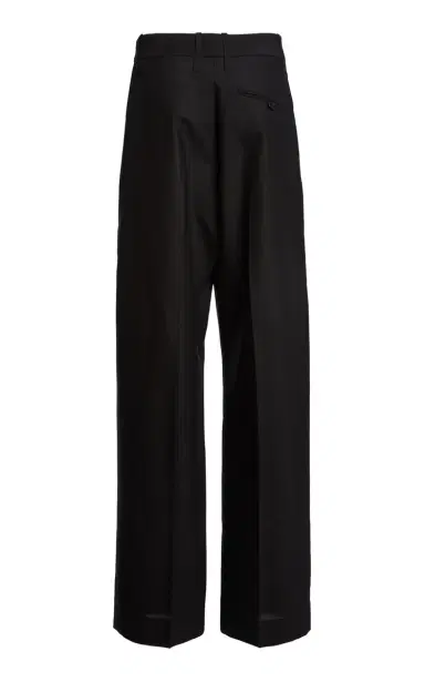 Victoria Beckham Moda Exclusive Curved-Leg Virgin Wool-Blend Trousers | Thumbnail 6