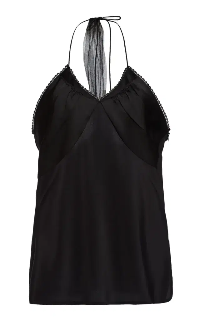 Gathered Silk Cami Top - Black