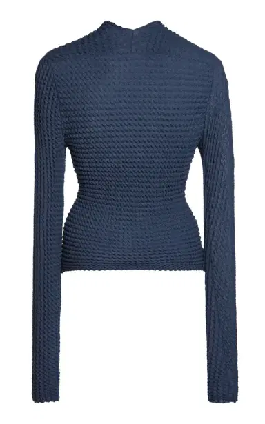 Victoria Beckham Long Sleeve Stretch-Cotton Mock Neck Top | Thumbnail 3