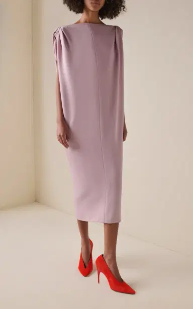Balenciaga Silk-Wool Crepe Midi Dress | Thumbnail 2