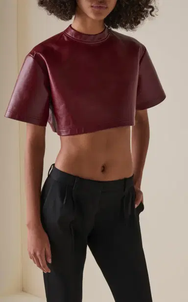 Balenciaga Cropped Leather T-Shirt | Thumbnail 4 Balenciaga Cropped Leather T-Shirt | Thumbnail 4