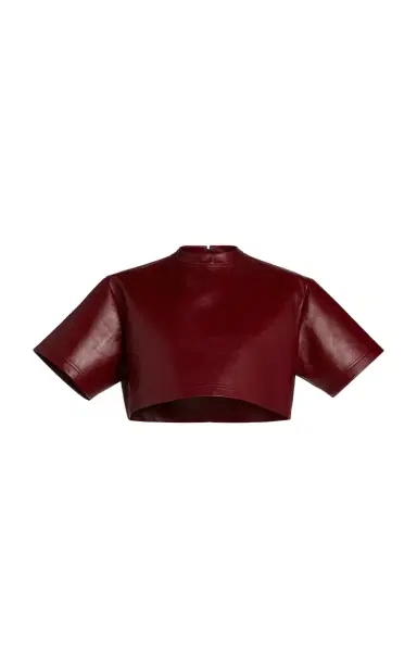 Balenciaga Cropped Leather T-Shirt | Thumbnail 1 Balenciaga Cropped Leather T-Shirt | Thumbnail 1